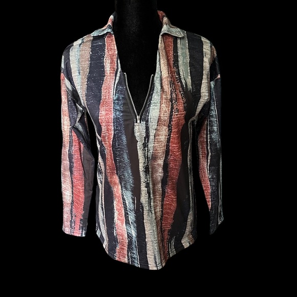 TIE DYE WOMAN SWEATSHIRT V NECK ZIP UP - Picture 1 of 8